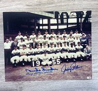 Full 8x10 color photograph showing 1955 Dodgers team and visible signatures