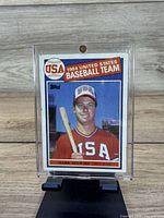 Card front showing Mark McGwire in USA uniform