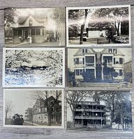 Six postcards laid out in two rows
