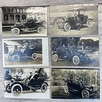 All six postcards laid out in two rows