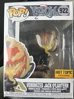 Front view of boxed Funko Pop Venomized Jack O'Lantern #922 showing Hot Topic Exclusive sticker