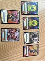 All seven cards laid out, fronts visible