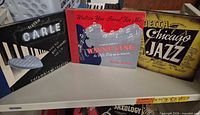 Three album covers: Frankie Carle, Wayne King, Decca Chicago Jazz