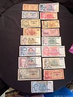 Overall view of all banknotes laid out