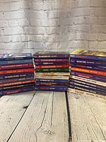Two vertical stacks totaling 29 Star Trek Pocket Books paperbacks