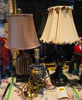 Group shot showing all three lamps, two with shades