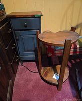 cabinet and heart table side by side