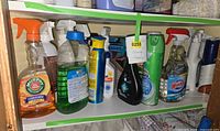 Front view of shelf showing primary cleaners
