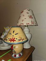 Both table lamps on wooden surface