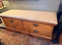 Full view of Lane cedar chest bench closed