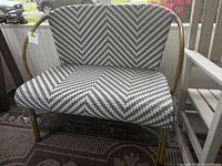 Front view of vinyl tweed chevron loveseat bench