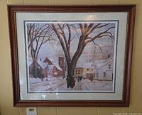 Full view of framed Patsy Santo print showing image, mat and wooden frame