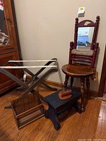 Group shot showing stool, bench, luggage rack, chair mirror, wall pocket, cranberry scoop