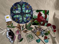 All stained glass pieces laid out for overview