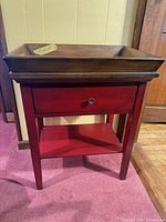 Front view showing full table, drawer and shelf