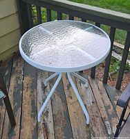 Full view of table on deck showing overall design