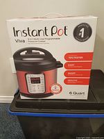Front of boxed Instant Pot Viva 6-quart pressure cooker