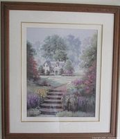 full view of framed print showing image and mats