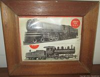 Front view of framed locomotive prints