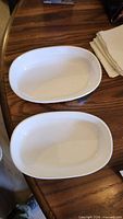 Two of the oval dishes top view