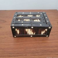 Anglo-Indian ebony and porcupine quill box, front and top view