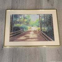 Full view of framed pastel artwork