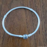 Full view of bracelet closed showing snake chain and clasp