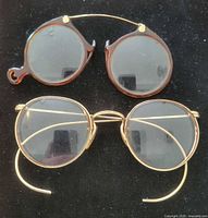 Gold-filled Artcraft eyeglasses and tortoise pince-nez front view
