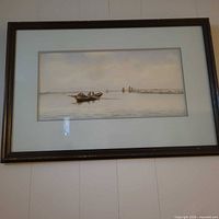 Full view of framed watercolour painting on wall