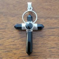 Full view of sterling cross pendant front