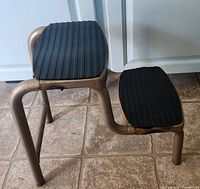 side view showing two steps and tubular metal frame