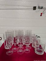 Group view of all crystal glasses showing counts and styles