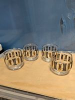 Set of four Pandora pattern rock glasses on tabletop