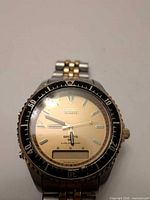 Front view of Seiko Sports 150 watch showing dial, bezel and bracelet