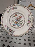 Front view of Wedgwood Kutani Crane plate showing full design