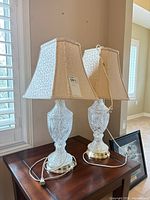 front view pair lamps on table
