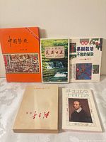 Group shot of all five Chinese or bilingual paperback books