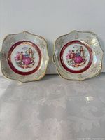 Two matching porcelain plates front view