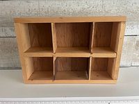 Front view showing six cubbies layout