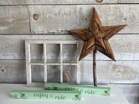 Group shot of all four wooden decor items