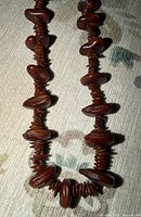 close-up of wooden nugget and spacer beads