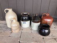 Group shot of all six crocks and jugs