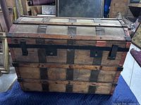 Front view of domed hardwood trunk with metal bracing