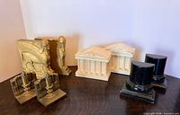 All four bookend pairs arranged together on tabletop
