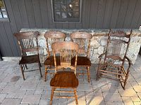 five chairs front view showing styles and rocker
