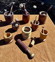 Group shot of all mortars and pestles on table