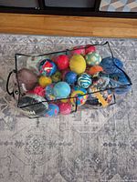 Clear zippered bag filled with assorted balls