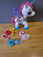 Entire unicorn with accessories spread in front