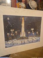 Front view of matted winter scene print showing full artwork and mat