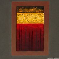 Front view of framed abstract artwork showing composition and matting